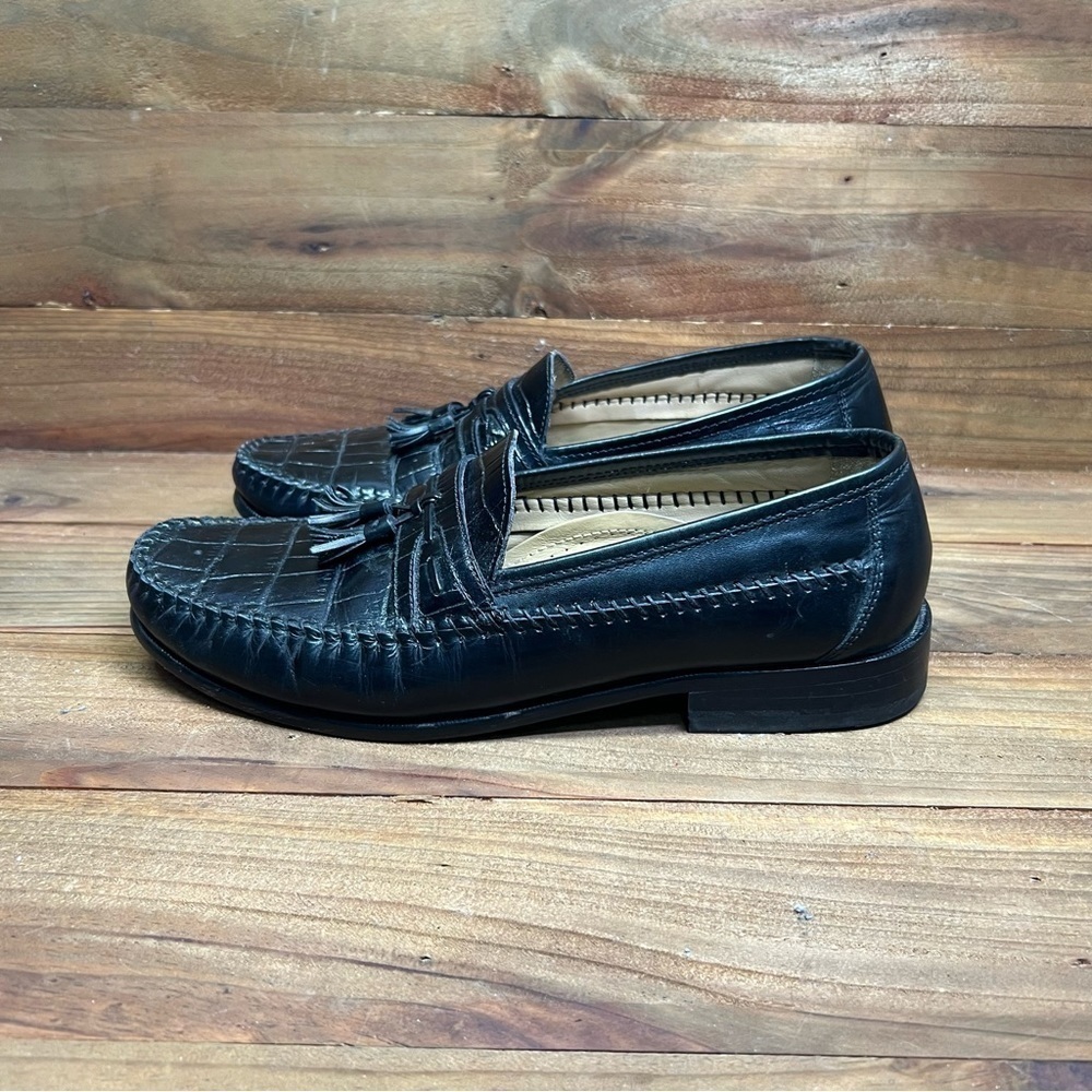 Florsheim Black Leather Alligator Print Tassel Loafers Men’s 9.5